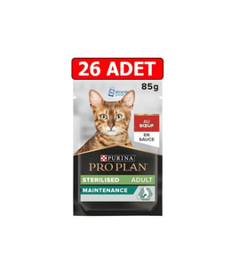 Pro Plan Pouch Kısırlaştırılmış Sığır Etli Kedi Konservesi 85 Gr X 26 Adet (Kahverengi)