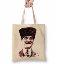 Mustafa Kemal Atatürk 07 Bez Çanta Uzun Saplı