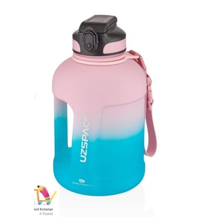 Uzspace PİPETLİ Motivasyon Matarası 1700 Ml Mega Büyük Boy Çift Renk 2 Farklı Renk (A.Pembe)