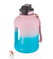 Uzspace PİPETLİ Motivasyon Matarası 1700 Ml Mega Büyük Boy Çift Renk 2 Farklı Renk (A.Pembe)