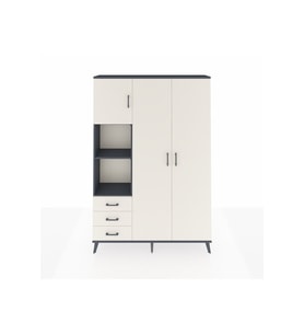 Arges Gardrop 6 Raflı 3 Çekmeceli Tek Askılı 132x30x195 Antrasit-Aytaşı