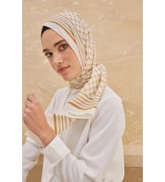 75 X 190 MONOGRAM MEDİNE ŞAL - 02987 (Ekru-Sarı)
