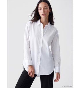 LC WAIKIKI Beyaz Oversize Poplin Kadın Gömlek Tunik
