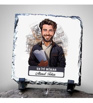 Kişiye Özel Hediye Karikatürlü En İyi Erkek Mimar Dekoratif Taş