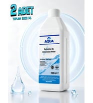 AQUA MED 2 Adet 1000 ML Deiyonize Su Laboratuvar Temizlik Akü Ütü Radyatör Suyu Hijyenik Dezenfekte Temizleyici Saf Distile Su Kireç Önleyici Temizleyici