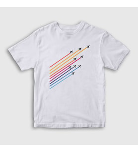 Presmono Unisex Çocuk Beyaz Show Pilot Airplane Uçak T-Shirt 411632tt (Beyaz)