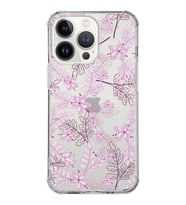 Apple iPhone 13 ProMax Uyumlu Köşe Korumalı Antişok  Kapak Floral Pudra Tasarımlı Şeffaf  Kılıf