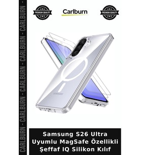 Samsung S26 Ultra Uyumlu MagSafe Özellikli Şeffaf IQ Silikon Kılıf Akıllı Cihaz Cep Koruyucu