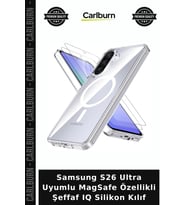 Samsung S26 Ultra Uyumlu MagSafe Özellikli Şeffaf IQ Silikon Kılıf Akıllı Cihaz Cep Koruyucu