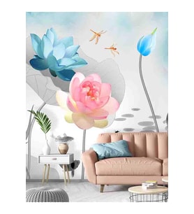 Dreamwall Güller Ve Kelebekler Desen Silinebilir Sağlıklı Tekstil Duvar Kağıdı (Çok Renkli)