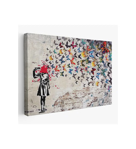 Banksy Kelebek Kanvas Tablo Kelebek Kız İntihar Tablosu-5389