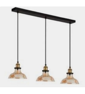 mylights  retro  üçlü masa üstü vintage rustik camlı avize 100 cm kasa (Siyah)