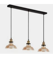 mylights  retro  üçlü masa üstü vintage rustik camlı avize 100 cm kasa (Siyah)