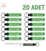 Öğretmene El Emeği Gibi Değerli, 20'li Set, Kişiye Özel Yazılı Deri Anahtarlık, Fıstık Yeşil & Gri (Fıstık Yeşili)