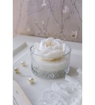 Kristal Cam Içinde Kokulu Dekoratif Soya Wax Vegan Hediyelik Mum (Kırmızı)
