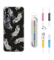 Tecno Spark 6 6 Go 8C 8 Pro 7 7 Pro Kılıf Kablo Koruma Spiral Silikon Sevimli Kedicikler 1785