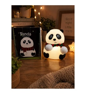 sevimli atkılı panda gece lambası yumuşak typce sarjlı 5 renk ışıklı çocuk gece lambası