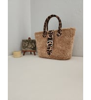 Gucci Model, Leopar Desenli, Koyu bej, peluş, Kadın El Çantası