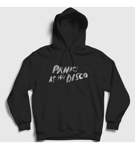 Presmono Unisex Beyaz Brush Panic! at the Disco Kapüşonlu Sweatshirt 72272tt (Siyah)