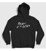 Presmono Unisex Beyaz Brush Panic! at the Disco Kapüşonlu Sweatshirt 72272tt (Siyah)
