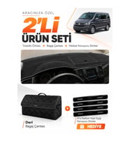 e-biz VOLKSWAGEN TRANSPORTER T6 KAPAKLI (2015-2020) Uyumlu Torpido + Deri Çanta - Siyah - VW030