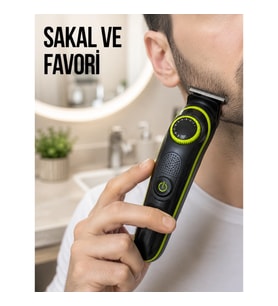 Mey İthalat® Çok Başlıklı Erkek Tıraş Makinesi Sakal Favori Burun Kulak ve Vücut Bakım Seti