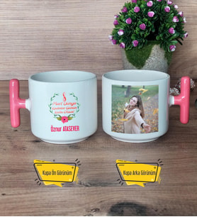 Kadınlar Günü Kupa Bardak Fotoğraflı T Pembe Kulplu 8 Mart Hediyesi