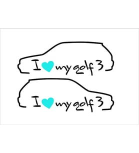 I LOVE MY GOLF 3 Volkswagen golf mk3 sticker Sağ sol 2 adet