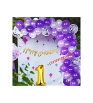 1 Yaş Mor Lüks Doğum Günü Balon Set