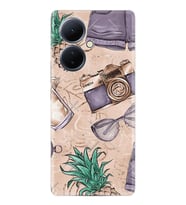 Vivo V29 Lite Kılıf Resimli Desenli Baskılı Silikon Ananas Camera Glass 1357
