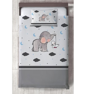 MEKTA HOME BEBEK VE ÇOCUK ODASI Fil ve Tavşan Desenli Yatak Örtüsü