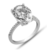 Gümüş Ice Cut Oval Zirkon Taşlı Kadın Yüzük