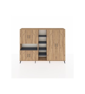 Arges Dolap 13 Raflı 6 Kapaklı 220x30x163 Çam-Çam/Antrasit
