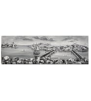 Orijinal Kanvas Siyah Beyaz İstanbul Silüet35x105