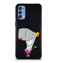 Oppo Reno 4 Soft Premier Kapak Pearl Yengeç Tasarımlı Silikon Kılıf - Siyah (Şeffaf)