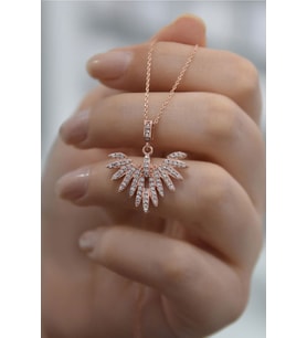Kadın Anka Kuşu Model Rose Kaplama Gümüş Kolye