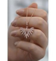 Kadın Anka Kuşu Model Rose Kaplama Gümüş Kolye