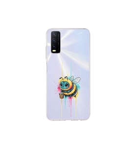 Vivo Y20S ile uyumlu Splash arı tasarımlı şeffaf silikon kılıf