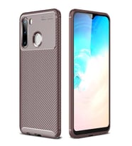 Newface Samsung Galaxy A21 Kılıf Auto Focus Karbon Kapak - Kahverengi