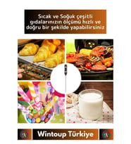 Premium LCD Ekran Çift Birimli Ölçüm Hafızalı Et Sıvı Mama Sıcak Soğuk Saplamalı Gıda Termometresi
