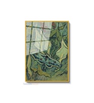 Dikey Çerçeveli Cam Vangogh Emperormoth Modern Ev Dekoru Duvar Sanatı Ev Ofis Tablosu (Altın)