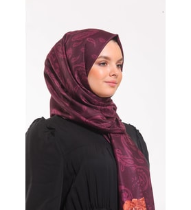 Çiçekli Desen Pavia Seri Şal Eşarp Askısı ile Birlikte 90X200 cm Gülkurusu Yeşil