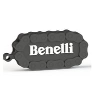 Benelli Logolu Özel Tasarım Zincir Detaylı Motosiklet Anahtarlığı (Siyah - Beyaz)