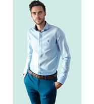 Erkek Slim Fit Kısa Kollu Gömlek Yaka Düz Desen Basic Siluet Rahat Günlük Kaliteli Malzeme (Açık Mavi)