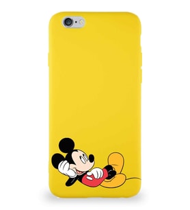 Apple iPhone 6S Soft Premier Kapak Mickey Mouse-F Tasarımlı Silikon Kılıf - Sarı (Şeffaf)