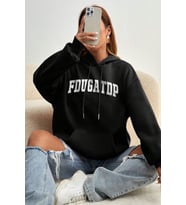 Fdugatdp You Baskılı Oversize Sweatshirt (Siyah)