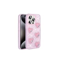 Apple iPhone 15 Pro Max Uyumlu Kılıf Airbagli Simli Arka Yüzey Zore Işıltı Silikon Kapak (Pembe)