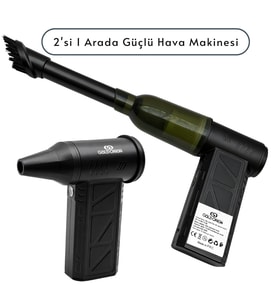 R-400 Mini Şarjlı Hava Üfleyici ve Vakumlu El Süpürgesi - 110.000 RPM Güçlü Motor, Led Işıklı