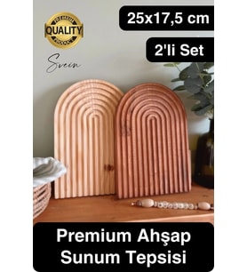Dekoratif Ahşap Oymalı Kahverengi Bambu Gökkuşağı Sunum Tepsisi Tabağı Doğal Şık Dekor Sunumluk