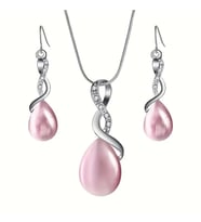 Pembe ,Beyaz Taşlı, Zirkon Taş İşlemeli Altın Kaplama(18GP) Kolye, Küpe Kedigözü Takı (Pudra Pembe)